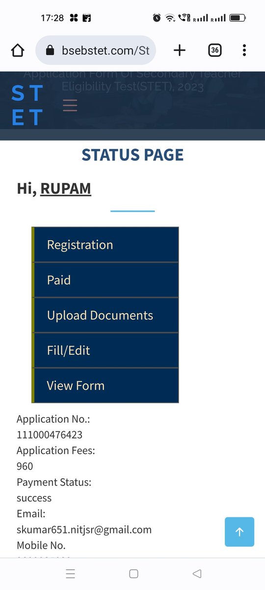 santu651's tweet photo. @BiharEducation_ Regarding STET application form, not able to check if application completed successfully or not as site is not responding and all sections coming green. Can you please let me know what to do ?Even payment get deducted. https://t.co/h4NO8svuqE