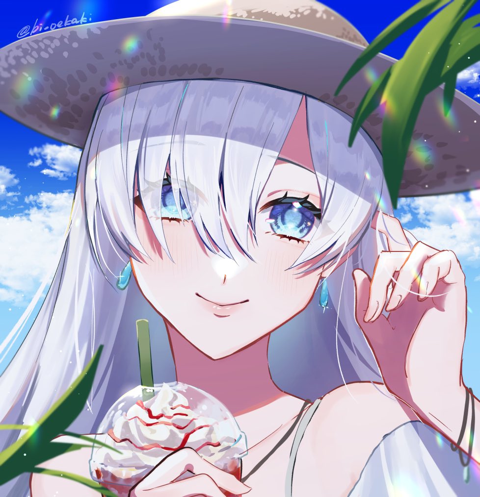 anastasia (fate) 1girl blue eyes long hair hat jewelry earrings solo  illustration images
