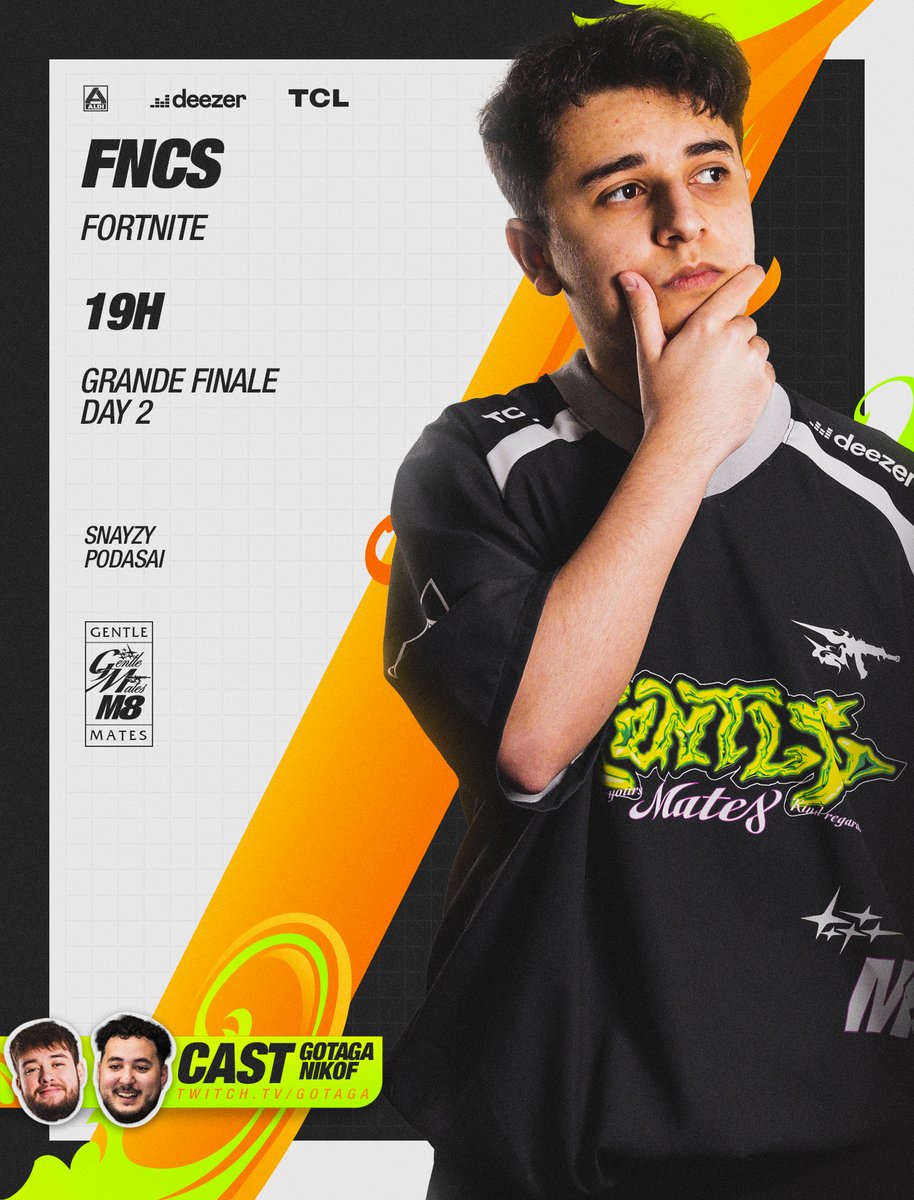 gentlemates's tweet photo. Nouvelle journée de Grande Finale FNCS Major 3 pour @Snayzyy et @PodaSaiFN !

Actuellement Top 6 au leaderboard, il leur reste 6 games pour décrocher la qualification pour la Coupe du Monde 🇩🇰🔥

Début vers 19h !

#M8WIN https://t.co/eFPVLGVWF6