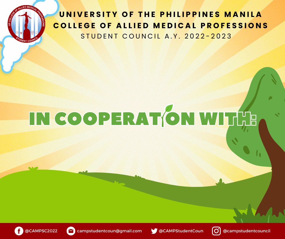 upcampsc's tweet photo. In Partnership With:
UPM Society of Occupational Therapy Majors
UP One Earth
UP Manila-OMAKE

In Cooperation With:
Youth For Christ - UP Manila
NNARA Youth-UP Manila
League of Filipino Students - UP Manila

#FreshieElements2023
#UPCAMPKaanib (4/4) https://t.co/WBfawbltTT