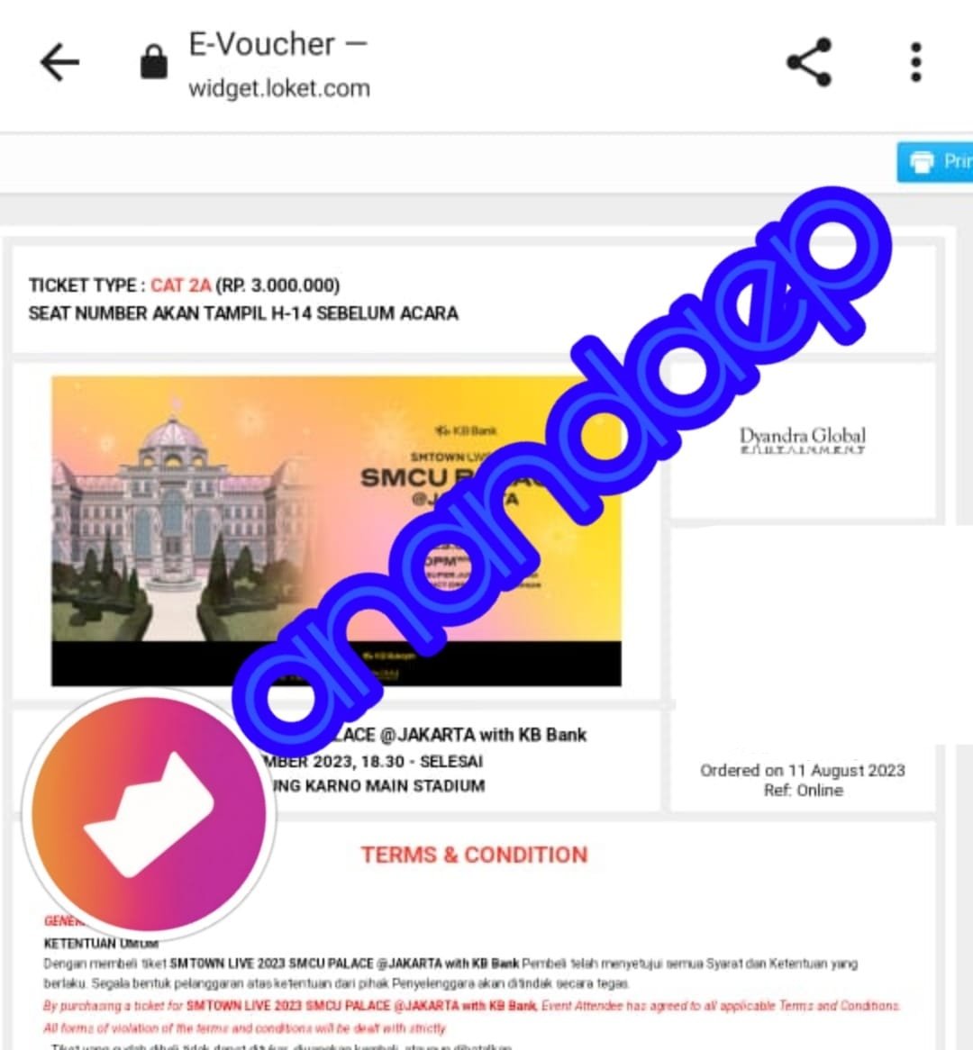 AnandaE's tweet photo. WTS Tiket SMTOWN CAT 2A (2 Tiket) 
Jual Karena Cewek gue dapet section lain
Jual harga underprice aja boleh nego di DM
Thanks!! 
#WTs #WTSsmtown #WTB #SMTOWN_LIVE_2023_JAKARTA #SMTOWN #smtownjakarta #smtowninjakarta https://t.co/lcG6ZeiGJs