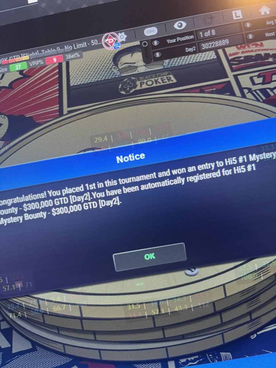 Eventful night on the felts last night. Sitting 2nd in the mystery bounty day2 and a few podiums