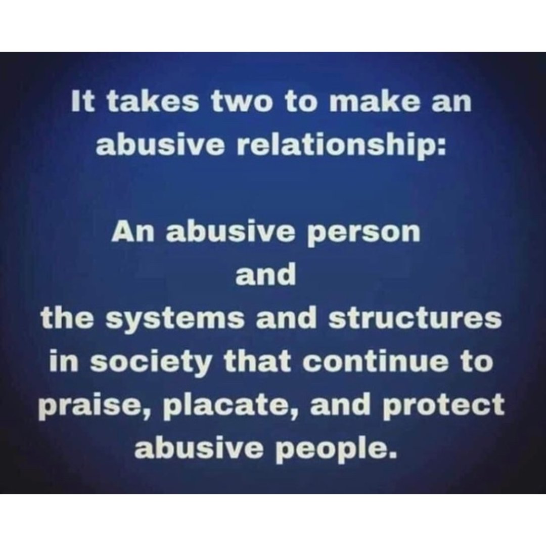 Abusers and systems and structures work hand in hand.

Abusers would not be anywhere near as 'successful' in causing harm if systems weren't enabling them.