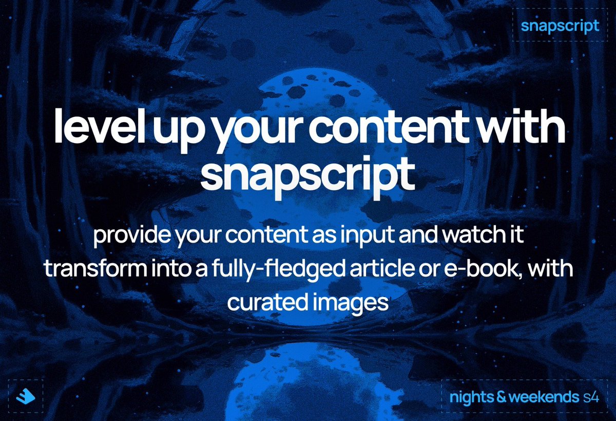 Lee_skylar04's tweet photo. This is the final draft!

Have you ever thought that your content needs a little more enhancement and readability?

Or got tired of handpicking the images for your blog or e-book that perfectly suit the content?

Let snapscript do the job for you📝📷

cc: @_buildspace https://t.co/khWeqrKgTw
