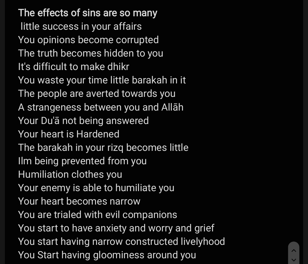 Fa_izah_'s tweet photo. “These are all generated from sinfulness and headlessness of Allāh the same way vegitation is born out of water from the earth and the same way the fire burns.” Subḥān Allāh
#effectsofsin https://t.co/Hu3wZOrmTD