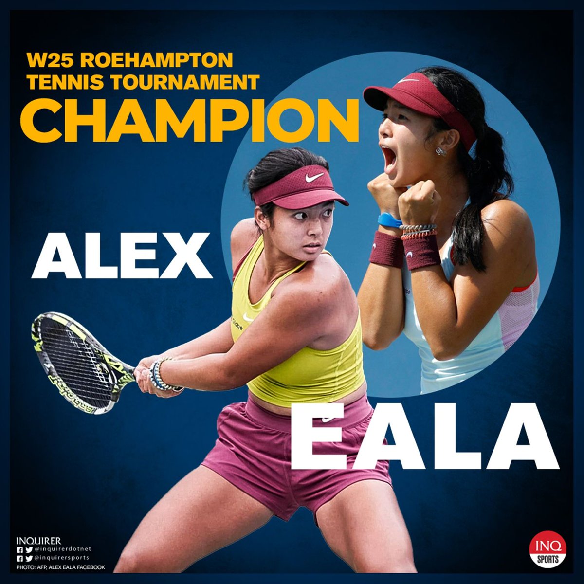 inquirersports's tweet photo. JUST IN: Alex Eala wins her fourth ITF crown after sweeping Arina Rodionova in the W25 Roehampton Final, 6-2, 6-3. | @LanceAgcaoilINQ https://t.co/FzBMUqjcYQ