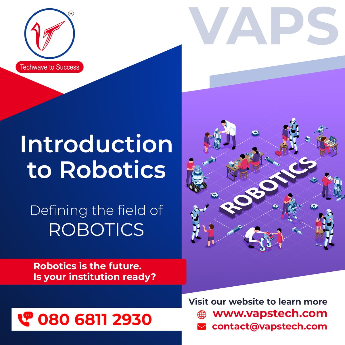 VapsTechnosoft's tweet image. Unlocking the Future with Robotics! 🤖🚀 Explore the captivating realm of science, engineering, tech, and mathematics through VAPS Robotics. We&apos;re paving the way for 21st-century careers and innovation. Join us on this exciting journey! #Robotics #STEM #FutureTech #Innovation