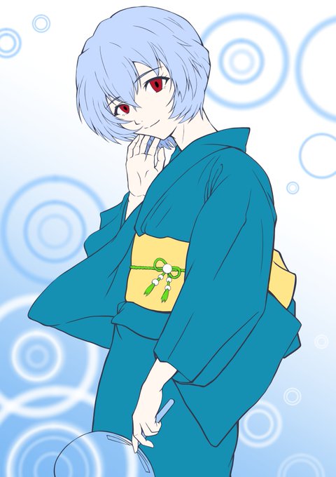 「blue kimono paper fan」 illustration images(Latest)