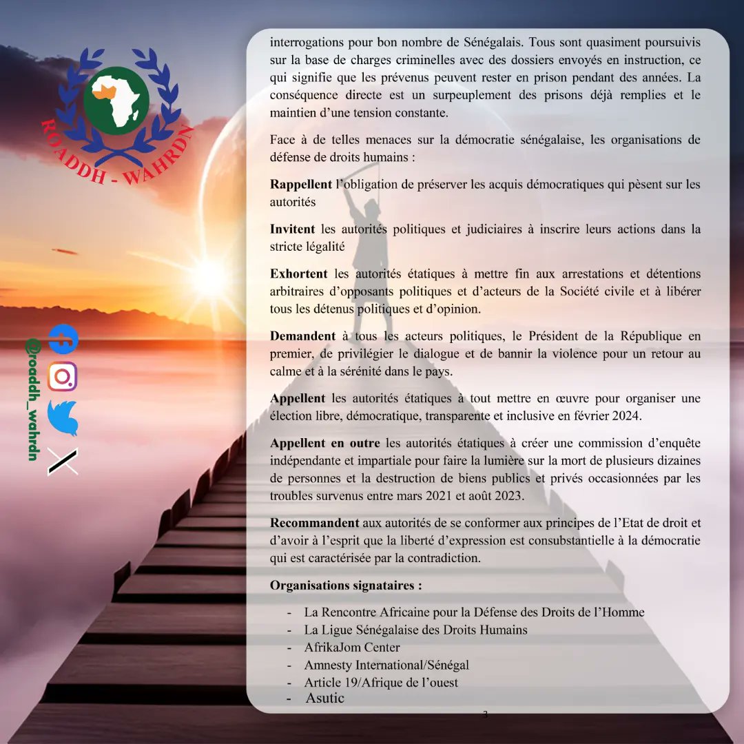 Various human rights organizations held a press conference in Senegal to shed light on the increasing limitations on public freedoms and violations of human rights.