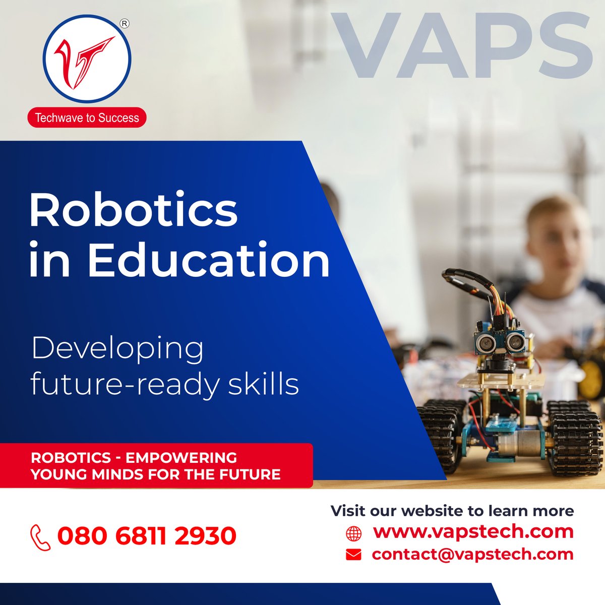 VapsTechnosoft's tweet image. Empowering Minds through Institutional Robotics Programs! 🌟🤖 Foster critical thinking, creativity, collaboration, and problem-solving skills with VAPS Robotics. Dive into coding, engineering principles, and AI, gearing up for exciting Industry 4.0 careers. Start your journey .