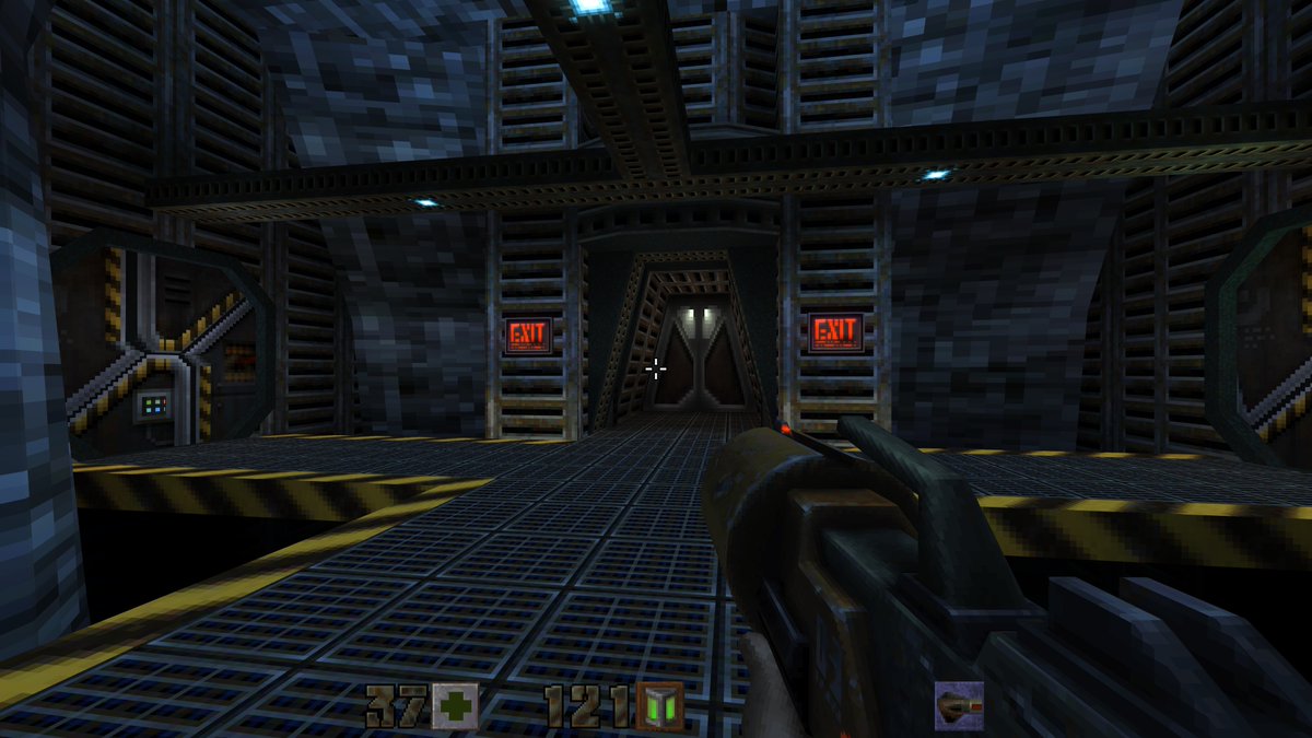 game_obscure's tweet photo. Thanks to its inclusion in the Quake II remaster, I played the N64 version for the first time. I thought it was more or less the same game, but it's actually a whole new adventure with a completely different atmosphere. The colorful sci-fi aesthetic is really neat. https://t.co/LnAvm3iZQt