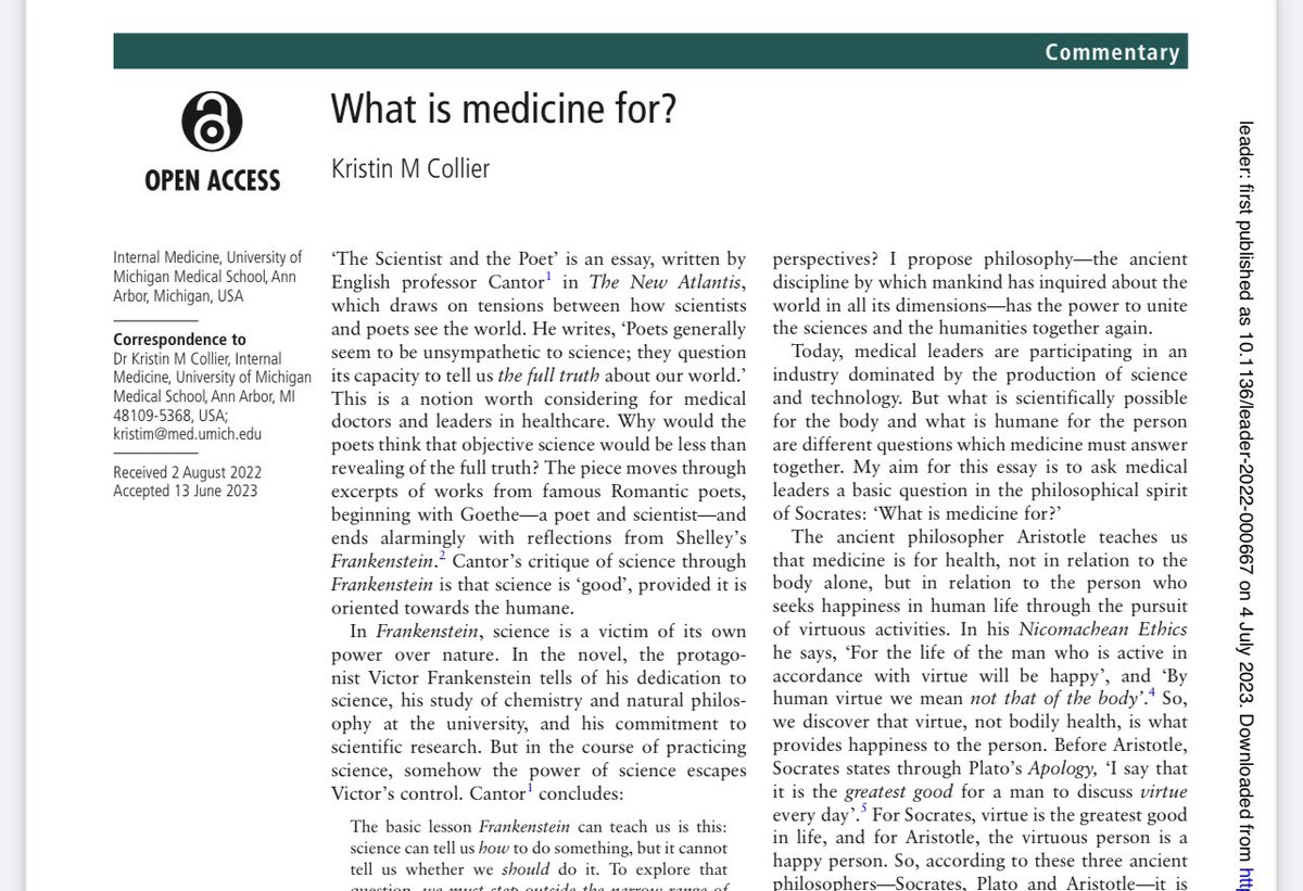 HSRdirector's tweet image. have you ever asked yourself —what is medicine for?
my latest piece in @BMJLeader #MedTwitter bmjleader.bmj.com/content/leader…