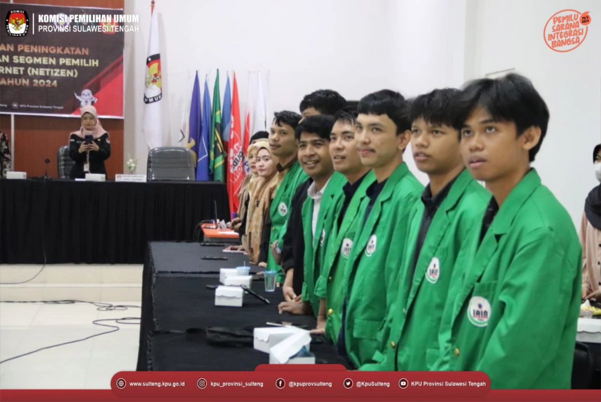 KpuSulteng's tweet photo. #TemanPemilih, Komisi Pemilihan Umum Prov Sulawesi Tengah menyelenggarakan Kegiatan Sosialisasi Pendidikan Pemilih dan Peningkatan Partisipasi Pemilih dengan Segmen Pemilih Muda dan  Segmen Warga Internet (Netizen) pada Pemilihan Umum Tahun 2024. Minggu 13/08/23.

#KPUMelayani https://t.co/7pm70DUvhX