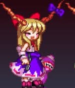 I realise Suika's hair colour is the same as her fighting game sprite 

(So she never had orange hair?)