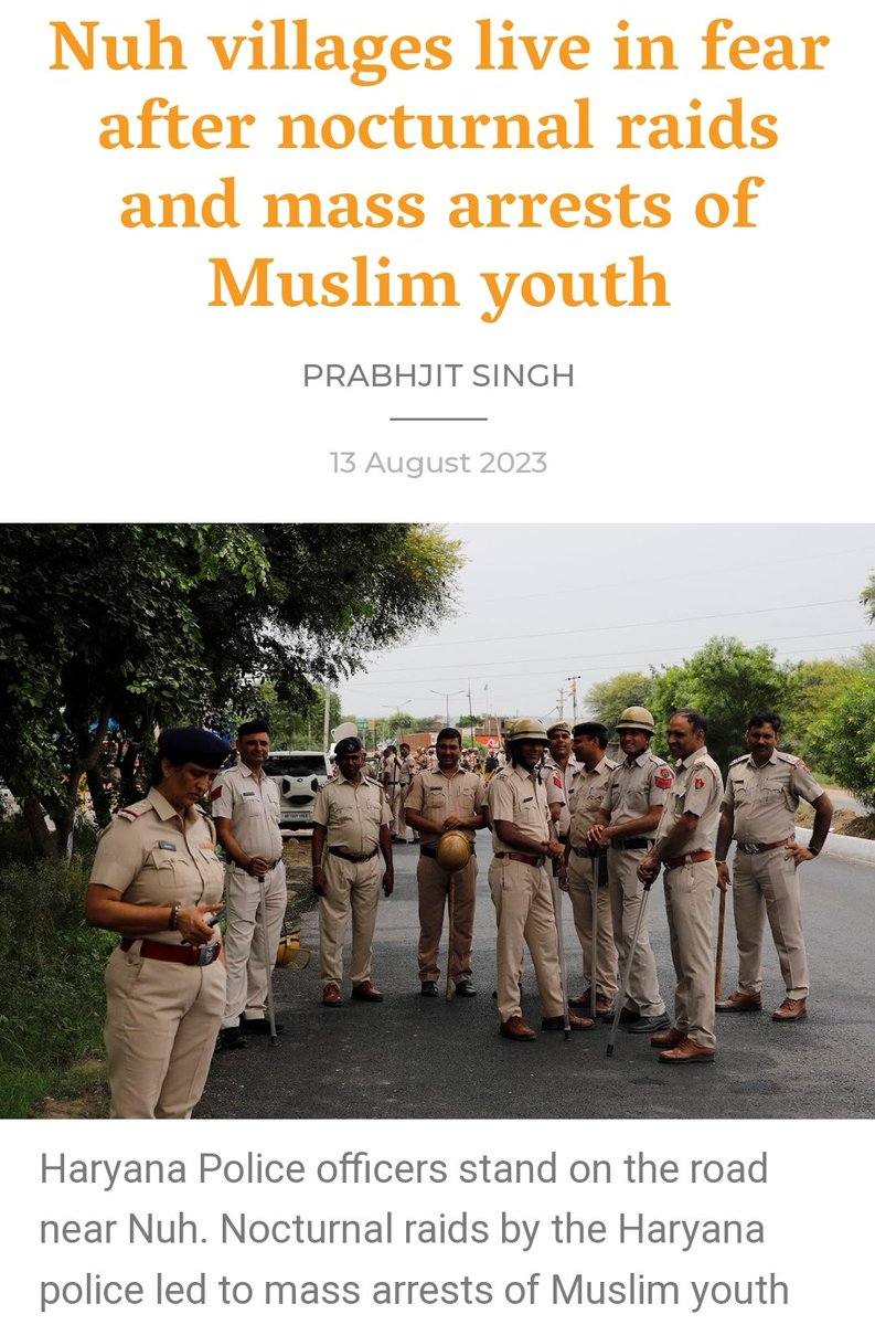 #NuhViolence: “Dangaa kiske kehne par kiya tha?”—On whose orders did you conduct riots?

Reporters were aggressively shoving their microphones into faces of shocked & fearful Muslim youths who were picked up by police!

By: @Prabhtalks Pics: @shahidtantray caravanmagazine.in/crime/nuh-hary…