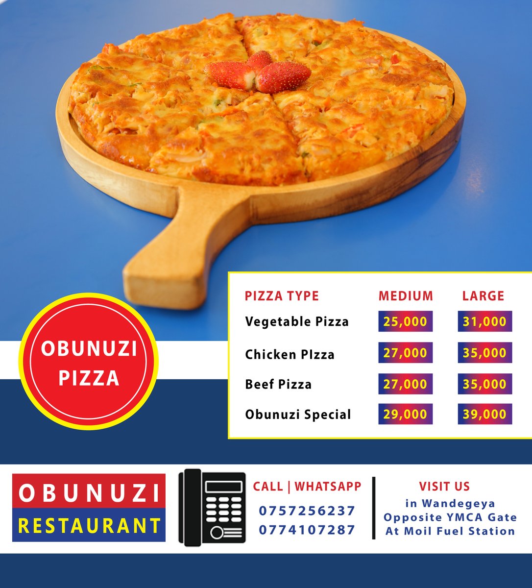 Obunuzi's tweet photo. This is OBUNUZI PIZZA brought you bu OBUNUZI RESTAURANT in Wandegeya, opposite YMCA Gate. #DeliciousnessJust https://t.co/4DsVwdOy1P