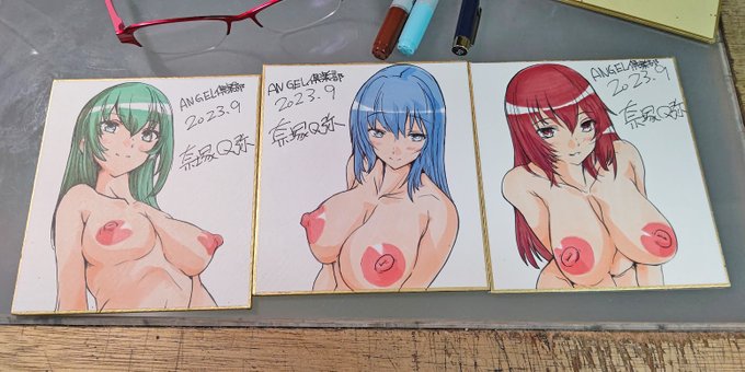 エンジェル倶楽部の読者プレゼント用色紙を描きました。
 詳しくはエンジェル倶楽部巻頭のプレゼント告知ページで
 ご確認くださいね。 