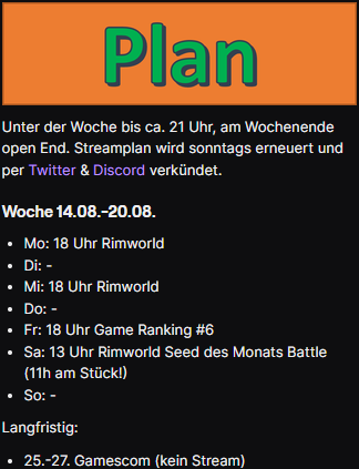 tiduin's tweet photo. Plan! Factorio Pause wegen "zu wenig Zeit für Rimworld". 🤣 Ich freue mich aufs Game Ranking am Freitag! Es erwartet uns eine Liste gespickt mit neusten Trailern und einem Cities Skylines 2 Spezial! Am Samstag 11h+ Rimworld #daswirdgeil #rimworld #twitch #twitchDE https://t.co/SYRhDkF3lg