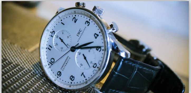 @MichelleSchlen6 @stormypatriot21 @PressSec @realDonaldTrump I can't remember to save my life but now I can't stop thinking about buying the IWC Portuguese blue hand white dial chronograph I've always wanted! 😂🤪