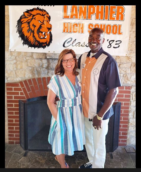 AJWoodson's tweet photo. #LanHi40thReunion
8/12/23
#Pesha
(aka) *Lorie Ann Riley* Holmes
#ClassOf1983
and
#AJ
(aka) *Anthony Elliott Jones* Woodson
1983 - Zero Class Work/Not Enough Credits 🤡
1984 - Kicked Out/Poor Attendance 🥱
*1985* 🎉WINNER 🎉
I was a #Slacker, I literally stopped doing *School Work* after I got kicked off the @LanphierSports #Basketball Team (for showing up to School around Noon-ish) and
She was a #BeautyQueen with the #BestSmile you've Ever Seen 👸
Our First *Real Date* was the Lanphier High 10 Year Reunion (1993 DH Brown/Sheraton) and here we are *30 Years Later*
I became #TheHardestWorkingMothaFuckaOnThePlanet
and
She is *still* a #BeautyQueenWithTheBestSmileYouEverSeen
I get OLDER, She magically gets more #Stunning
and I'm Perfectly Fine with That!
🧡🧡🖤❤️🦁❤️🖤🧡🧡