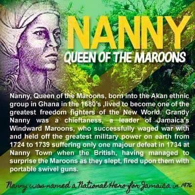 BlkHistStudies's tweet photo. #Nanny was a leader of the #Maroons (Kidnapped Africans who escaped from slavery) at the beginning of the 18th century. Known by the British settlers as an outstanding military leader who became a symbol of unity + strength for her people during times of crisis. #WeResisted https://t.co/4Lm0usnW18