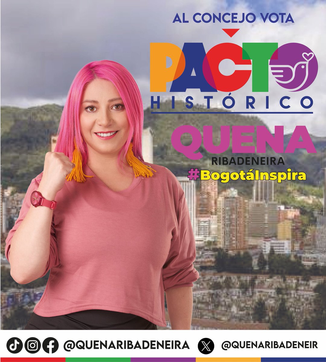 QuenaRibadeneir's tweet photo. Mi candidatura al Concejo de Bogotá en la lista del @PactoCol es  el fruto del trabajo comunitario de varias fuerzas del @PoloDemocratico que hemos coincidido en las mismas luchas sociales, lucha que seguirá avanzando. #BogotáInspira #VotaPacto https://t.co/FSDN5zN7wZ