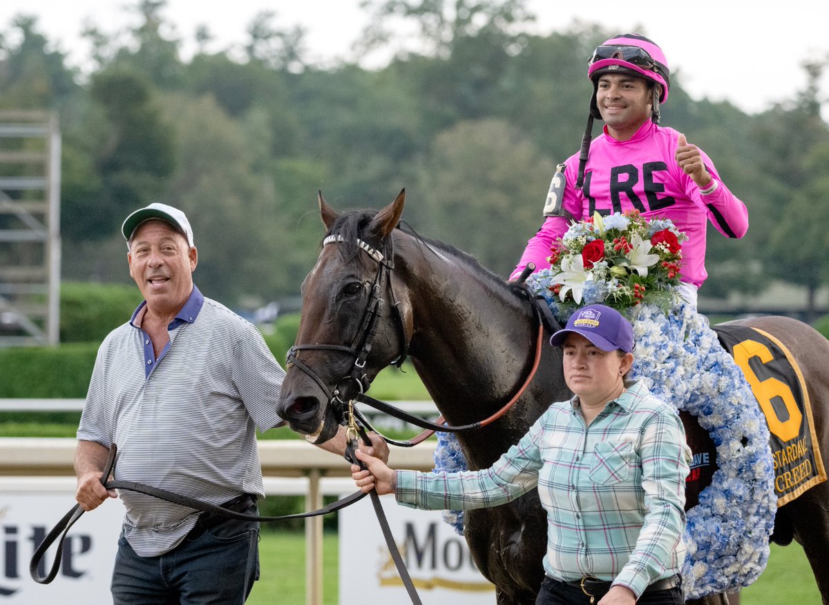 Casa Creed showed the crowd of 39K that he would not be beaten @nyra #SaratogaRaceCourse. A tribute to the care of the equine athletes that race at the Spa. @timesunion @BloodHorse #thoroughbredracing @NikonUSA Image ©Skip Dickstein 2023