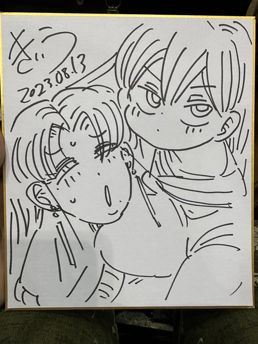 それから今日描かせていただいたスケブと色紙です。シャーペンを忘れたので4枚中3枚下書きなしで申し訳なかったです。 