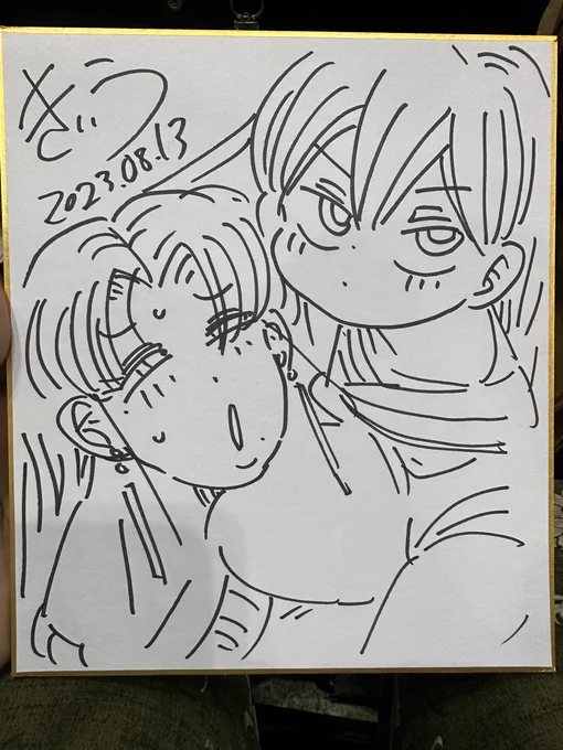 それから今日描かせていただいたスケブと色紙です。シャーペンを忘れたので4枚中3枚下書きなしで申し訳なかったです。 