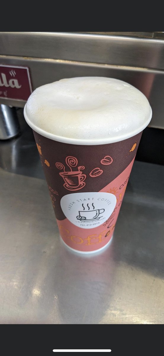 CoffeeTennessee's tweet photo. Cappuccinos are drinkable art.  Barista Gabi is the perfector of foam. #freshstartcoffeetn #coffeetennessee #savannahtn #cappuccino #perfectfoam https://t.co/tENAxzwfhu