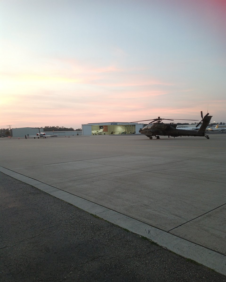 x1fbo's tweet photo. "Apache that came in for cold fuel with the Wilmington sunset and our beautiful hangar." - Joe Hill, Modern Aviation 

#sundownsunday #sundownsundays #sundayvibes #sundayquotes #sundayinspiration #rampviews #rampview #avlife #ramplife #sundaysunset https://t.co/C6qVi0c5HE