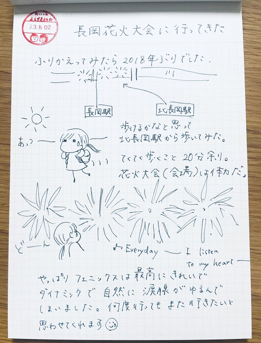 kakusasaki's tweet photo. #長岡花火大会 にいってきた #絵日記 https://t.co/IKZtsPjluC