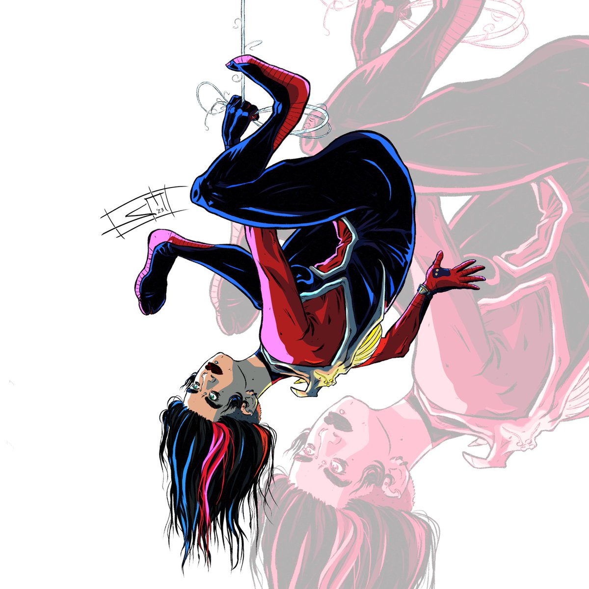 #spidersona 
She’s as young and bright as she is unlucky, this superheroine is constantly pointed at for one reason or the other by the media. (1/2)
#SpiderMan