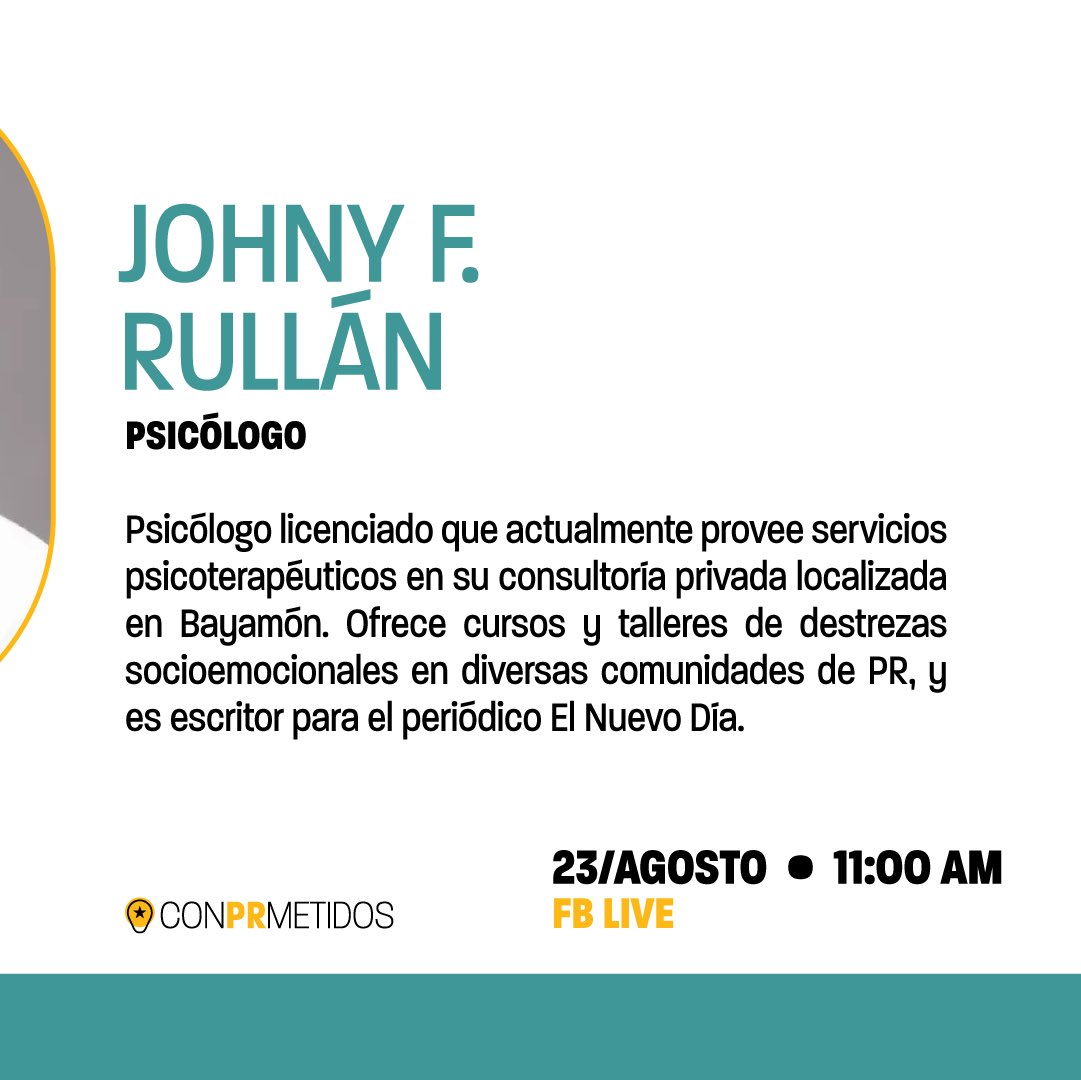 No te pierdas esta semana, nuestro #ConPRTalks junto a <a href="/yoni/">@yoni.social on Bluesky</a>.fritz. Estaremos conversando sobre la salud mental en Puerto Rico y los distintos factores que le influyen. 

Búscalo el miércoles a las 11:00am por Facebook. También estará disponible en YouTube. 

#ConPRTalks
