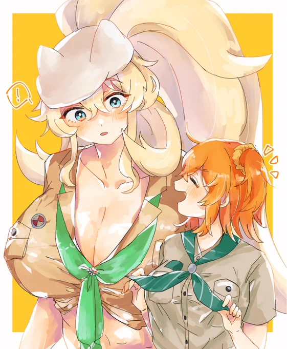 ぐだ子とバゲ子 水着バゲとカルデア・パスファインダーだとおそろい感があって可愛い