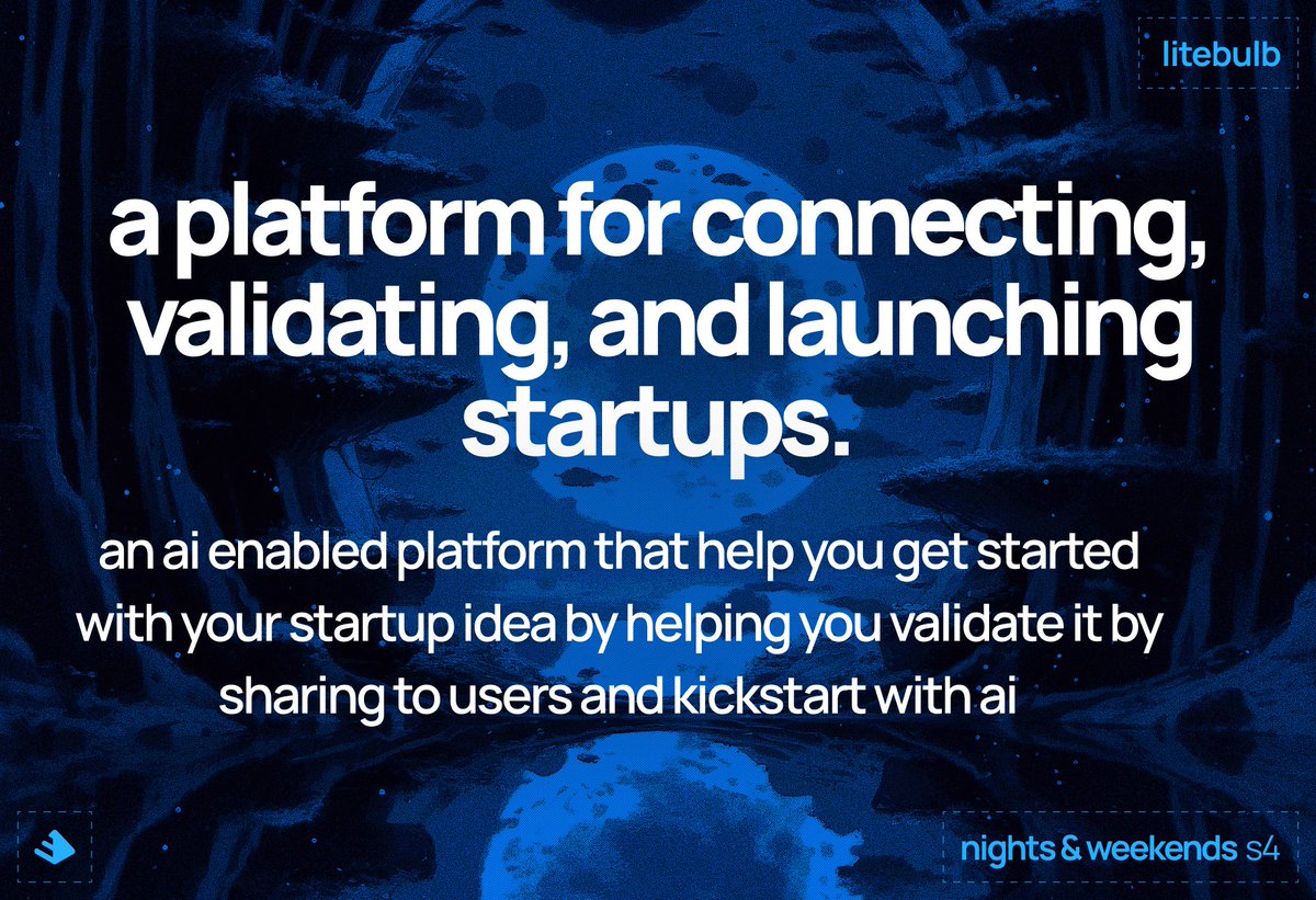 im gonna help entrepreneurs start their journey from day one through <a href="/LitebulbHQ/">LitebulbHQ 💡</a> 

cc: <a href="/_buildspace/">buildspace</a> <a href="/FarzaTV/">Farza 🇵🇰🇺🇸</a>