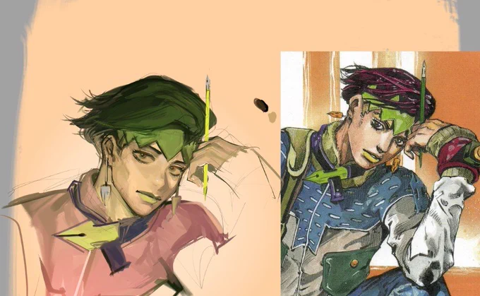 some color rough in my little freetime#Jojo #kishiberohan #岸辺露伴 #jjbafanart 