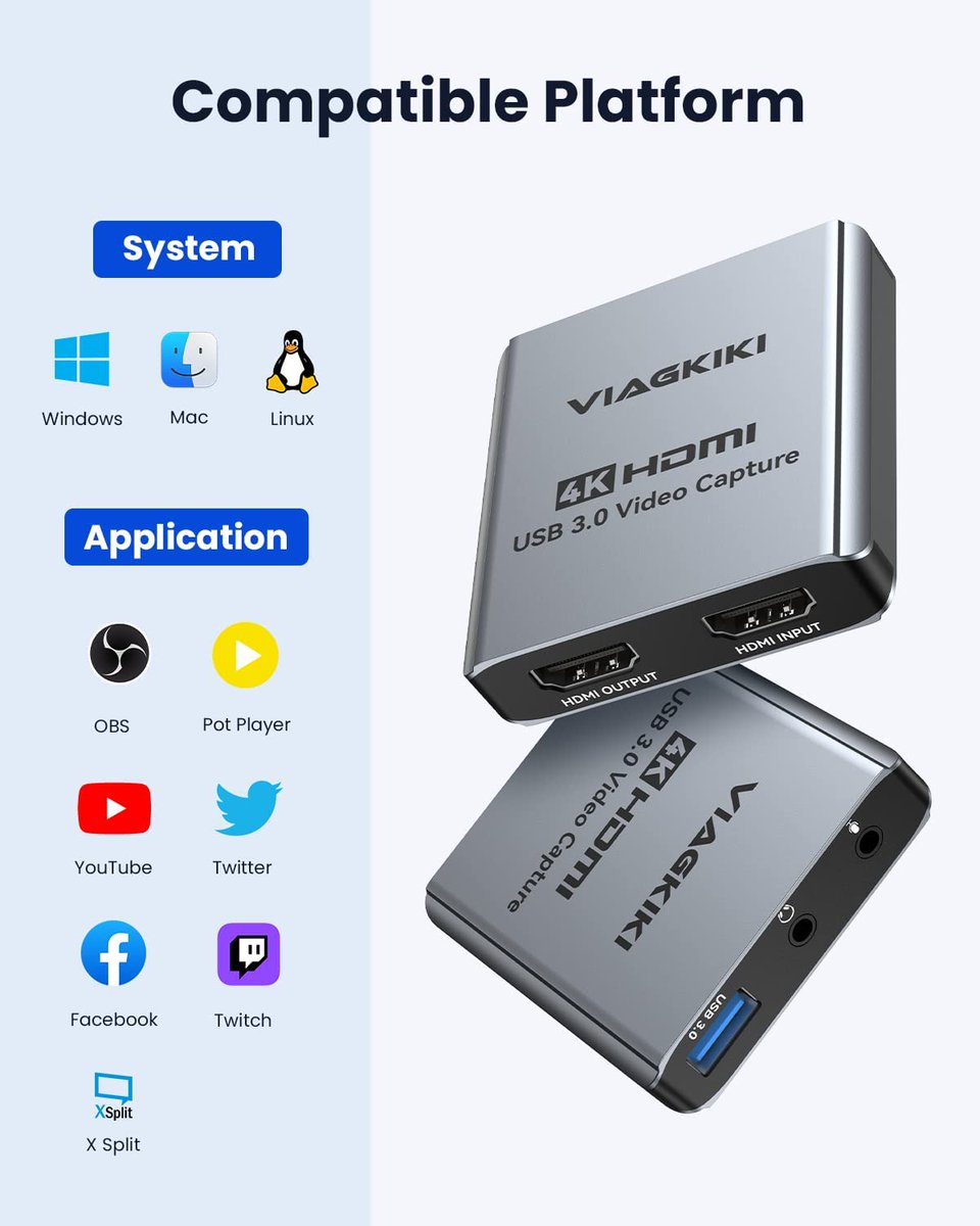 LeisureshopS's tweet photo. Video Capture Card, Viagkiki 4K HDMI Capture Card,Game Capture Card for Live Streaming/Video Recording/Screen Sharing/Game Playing, Recording Work with PC/PS4/XBOX/Switch/DSLR/OBS
SHOP HERE: https://t.co/SNh6LC5uc1
#FamilyShop https://t.co/XZ4XyctWKz