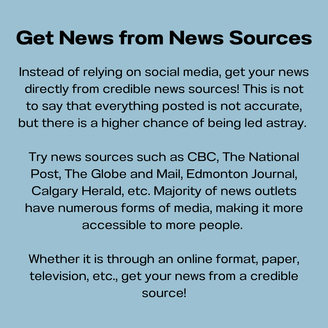 CFS_Alberta's tweet image. These days, it&apos;s tricky to avoid Fake News, but there are a few ways of falling down the rabbit hole completely!

#FakeNews #misinformation #howtoavoid