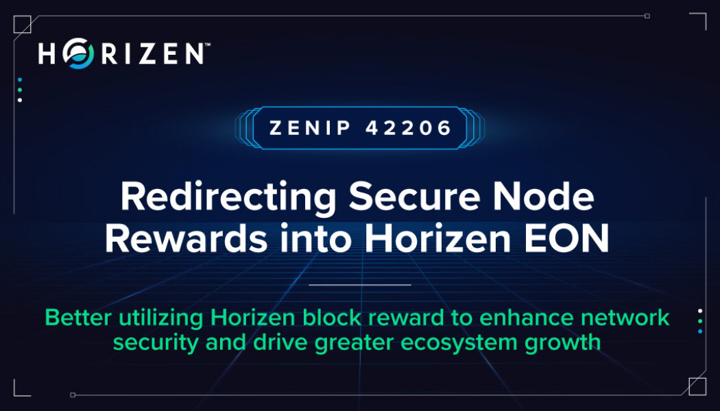 horizenglobal's tweet photo. Our dynamic ecosystem is evolving, and so is our commitment to innovation.
Allow us to introduce the next ZenIP proposal, focusing on redirecting Secure Node rewards into #HorizenEON!
Learn more about this proposed change 👇https://t.co/WVBOZbWnNo https://t.co/gWTizCZ3XG