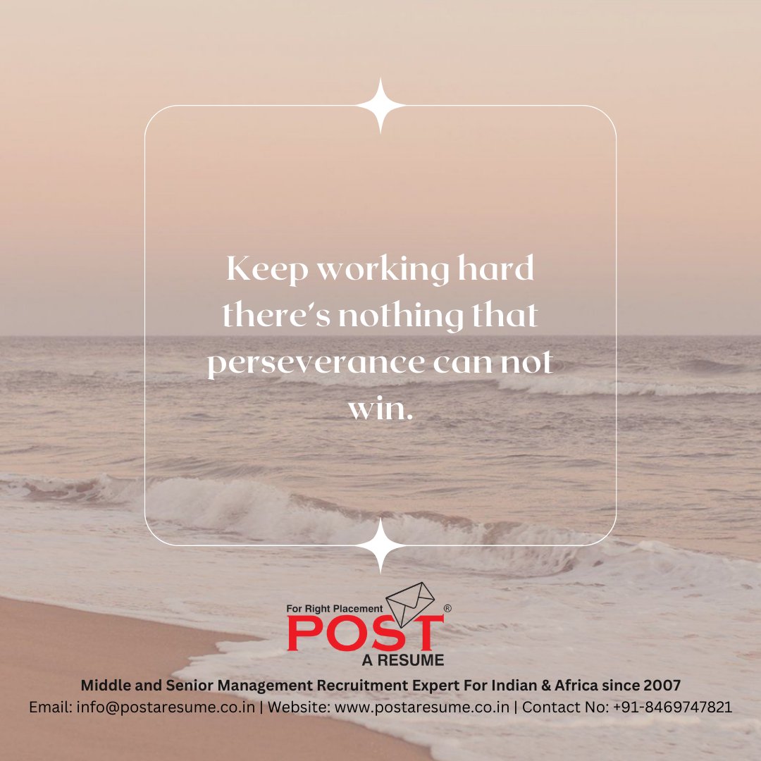 Continuing to work hard can lead to success, as there is nothing that determination cannot overcome. 
.
#NeverGiveUp
#DeterminationMatters
#SuccessThroughPerseverance 
#postaresume
#HRConsultancy