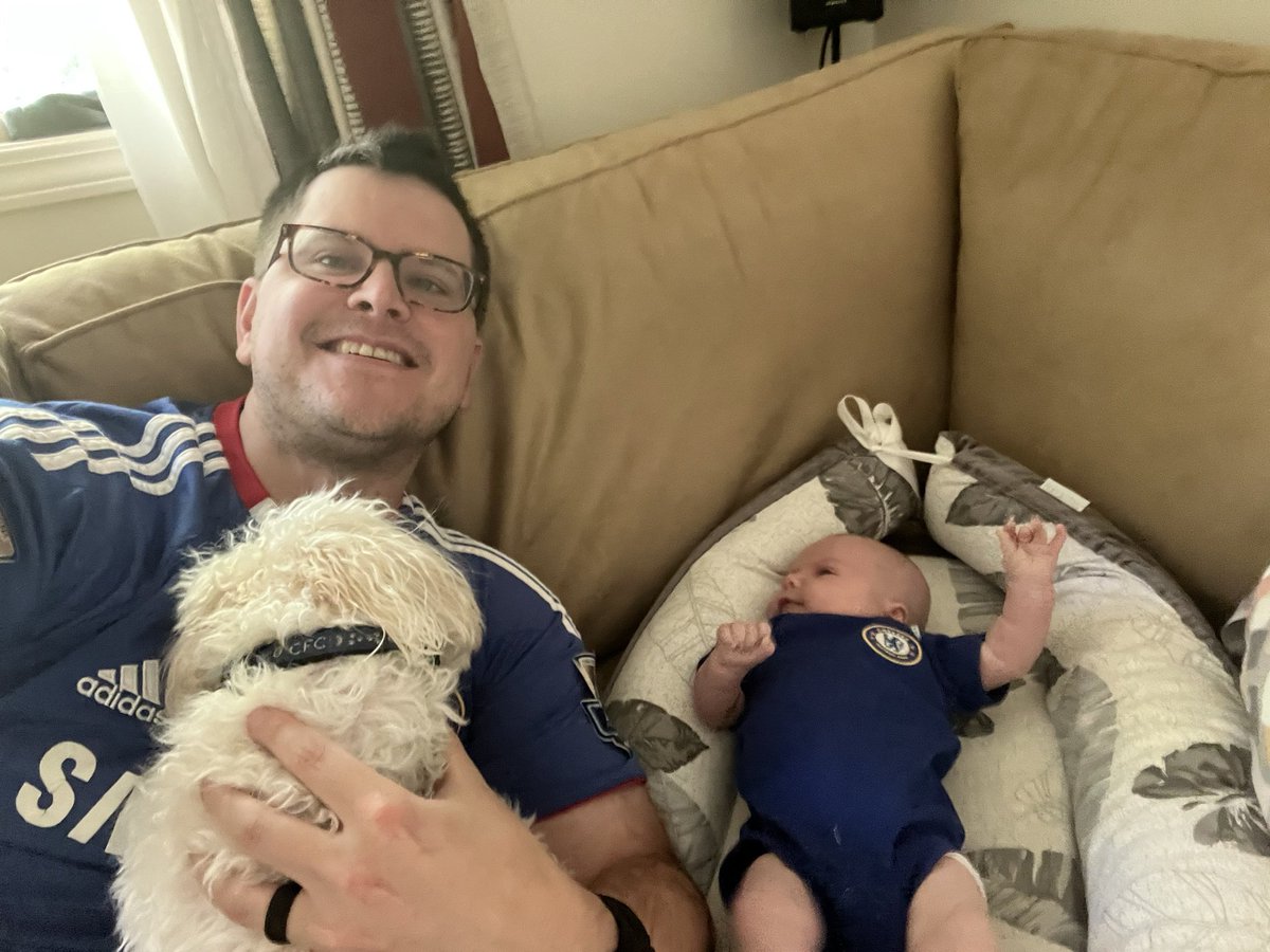 Charlotte’s first non-preseason match with her paw sister, Luna, flying the colors as well!  Blue Is The Color!!  Up The Chels!!! <a href="/PLinUSA/">Premier League USA</a> <a href="/ChelseaFC/">Chelsea FC</a> <a href="/georgia_blues/">Georgia Blues</a> <a href="/CFCInAmerica/">Chelsea In America</a> <a href="/ChelseaFCinUSA/">Chelsea FC USA</a> #MyPLMorning