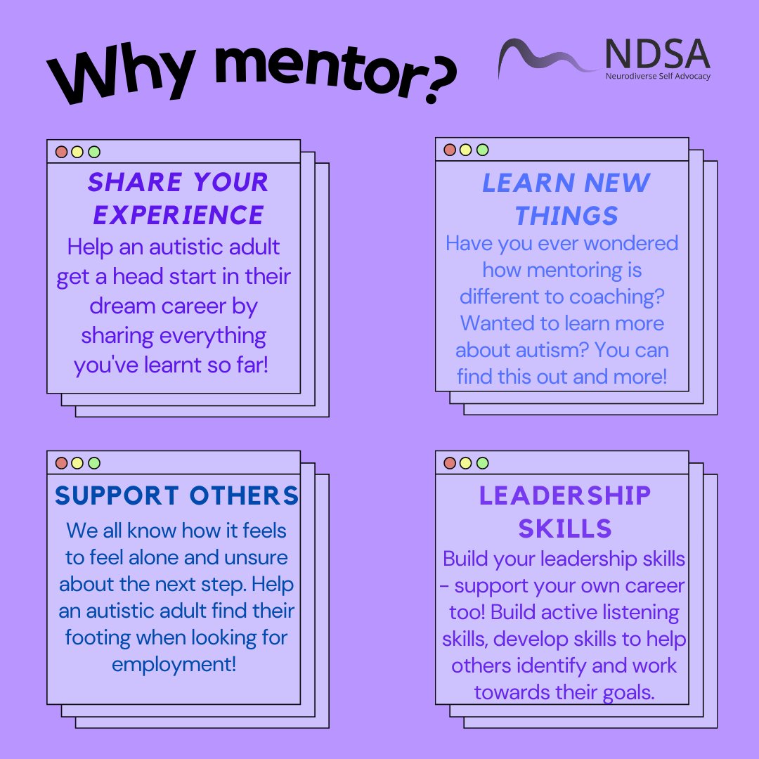 NDSA_UK's tweet photo. Tool-Up Mentoring programme supports autistic adults with formulating and progressing towards their employment goals. You’ll be paired with a mentor that has real-life industry experience! Find out more at: https://t.co/AwHQJhZRjo #AllAutistic #ActuallyAutistic https://t.co/I8fo8yOgLK