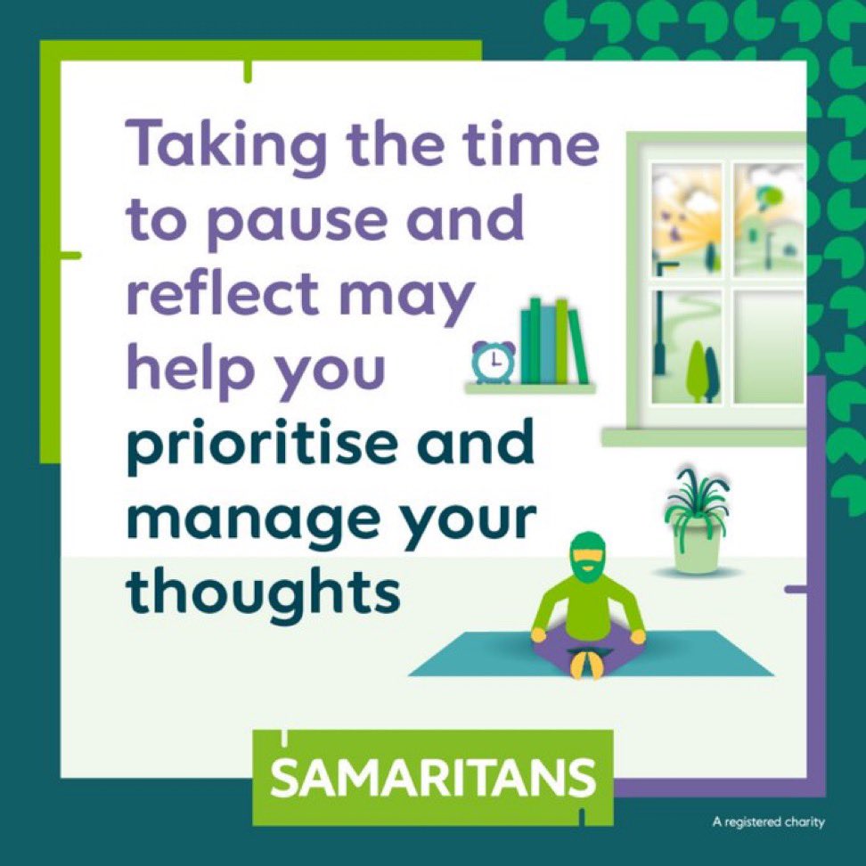 Our thoughts can feel overwhelming knowing a new week is beginning with new tasks and priorities at work or home.Anxiety can build up.  Sunday is a good time to pause and reflect which may help put things into perspective. If u need to talk it through call us 📞116123 #samaritans