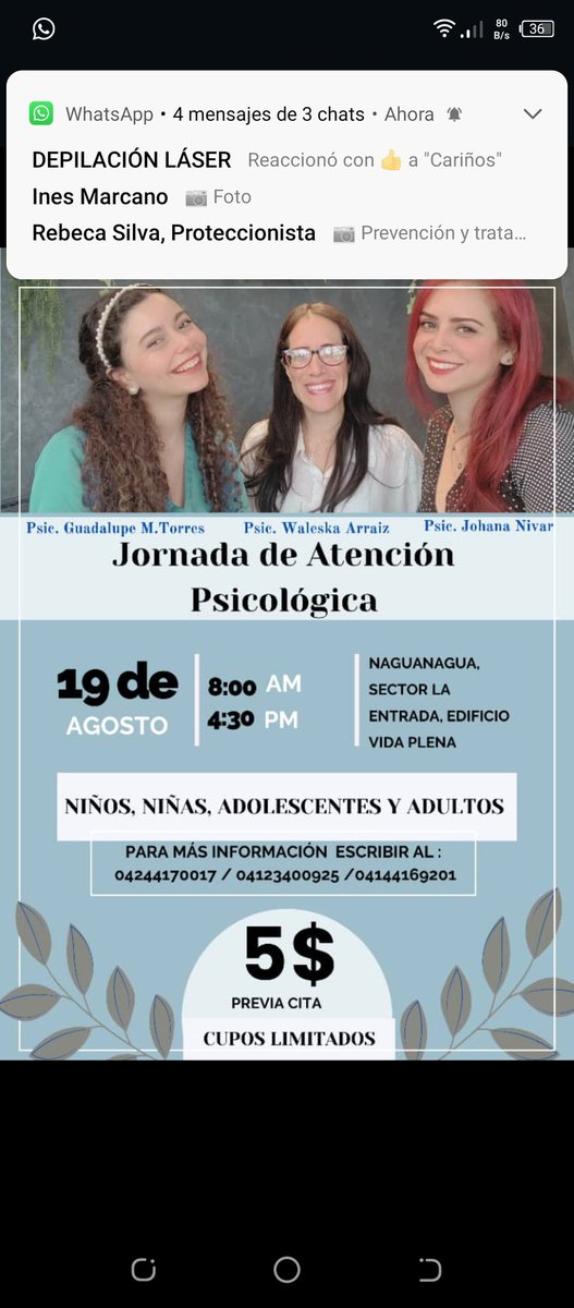 #SaludMental #carabobo Quedan pocos cupos. La salud mental es tan importante!  Invierte en TÍ!!  #naguanagua #difundir.  Las 3 sicólogos son animalistas 🐈🐕. Vamos a apoyarlas 🙏