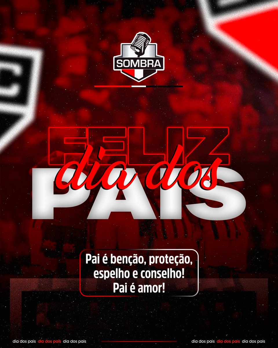FELIZ DIA DOS PAIS ❤️🤍🖤

🎉 Hoje é dia de celebrar os paizões de todos os times! Para os papais corintianos, palmeirenses e santistas, o futebol nos separa, mas o amor pelos nossos pais nos une de verdade! E para os são-paulinos, além de comemorar o Dia dos Pais, temos mais um