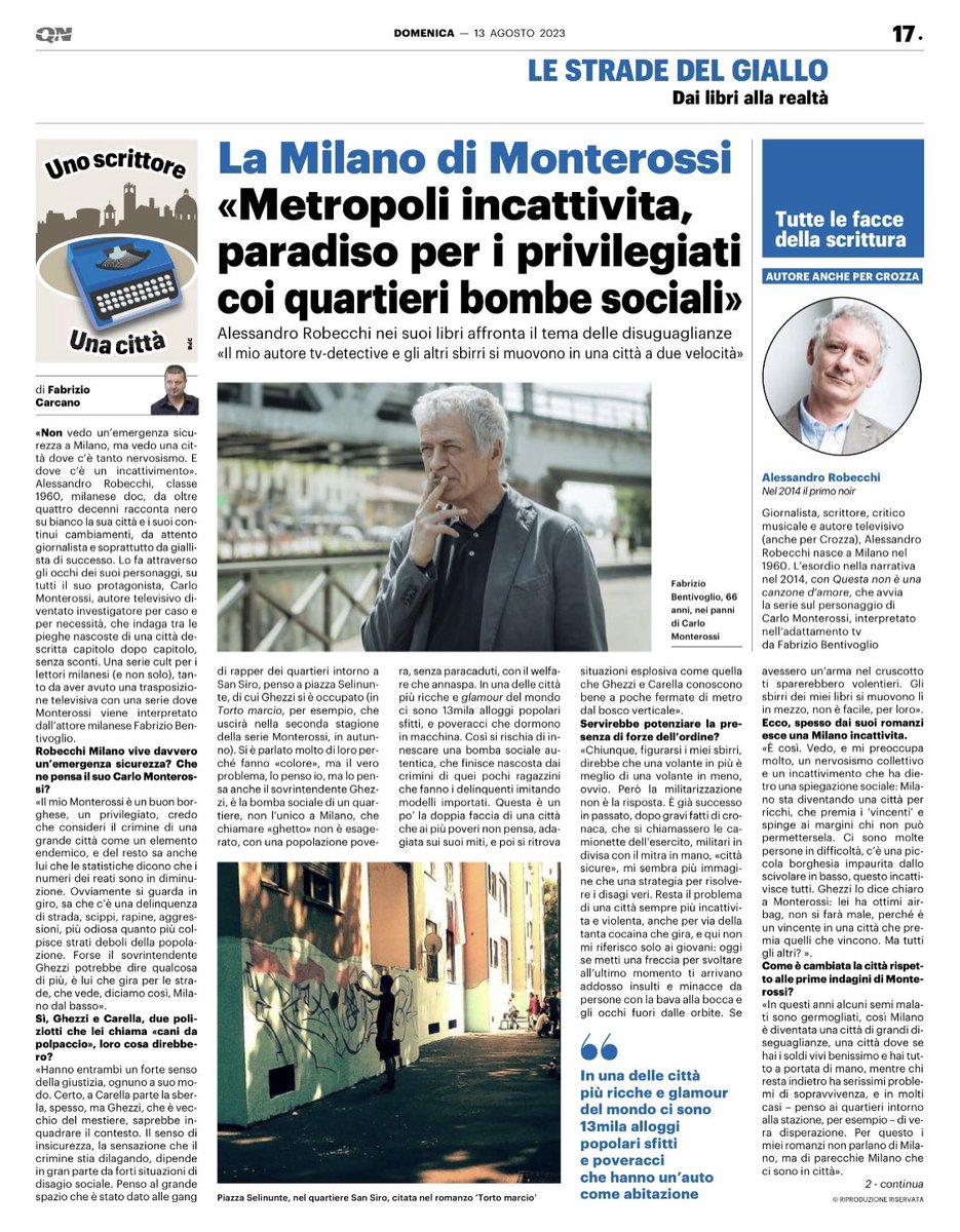 Intervista su Il Giorno. Grazie grazie
