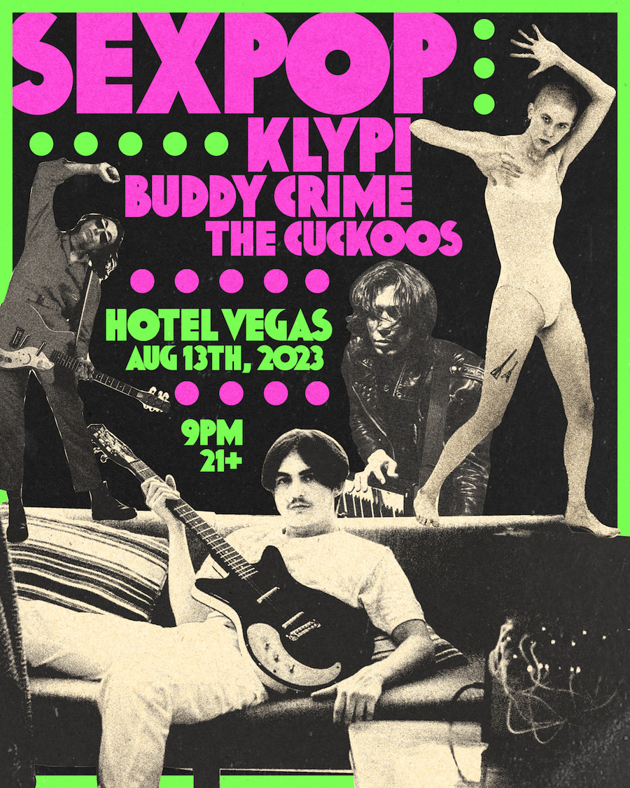 ☆ SUNDAY ☆

★★ on the patio!
#VixensofVolstead Drag Brunch‼️
**SHOWTIME 1pm**
+ pride bops by @BoyFriendATX 🌈

★★ on the Vegas grandstand!
Doors at 9pm
9:30pm - <a href="/TheCuckoosATX/">The Cuckoos</a>
10:15pm - <a href="/buddy_crime/">3D Printed Pop Star</a>
11:00pm - <a href="/klypi__/">Klypi</a>
11:45pm - #Sexpop