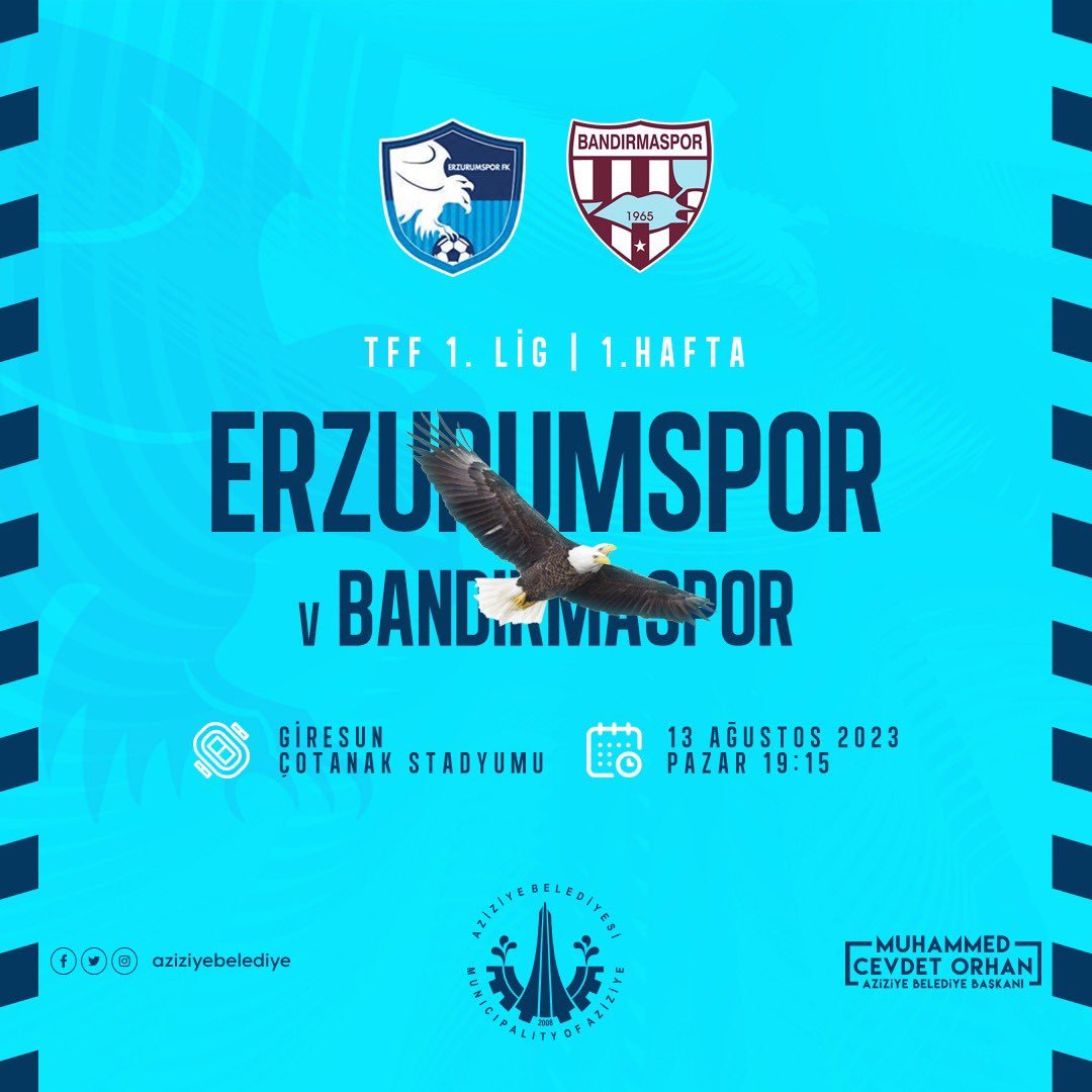 Muhammed CevdetORHAN 🇹🇷 (@muhammedcevdet) on Twitter photo Yeni sezon, ilk maç ve ilk heyecan…
Giresun’dan galibiyetle döneceğine inandığımız <a href="/Erzurumspor/">Erzurumspor FK</a>’umuza, Bandırmaspor karşısında yürekten başarılar diliyoruz.
Haydi Dadaş!
Erzurum aşkına…
#Erzurumspor #ErzurumsporFK #Aziziye #Erzurum Yeni sezon, ilk maç ve ilk heyecan…
Giresun’dan galibiyetle döneceğine inandığımız <a href="/Erzurumspor/">Erzurumspor FK</a>’umuza, Bandırmaspor karşısında yürekten başarılar diliyoruz.
Haydi Dadaş!
Erzurum aşkına…
#Erzurumspor #ErzurumsporFK #Aziziye #Erzurum