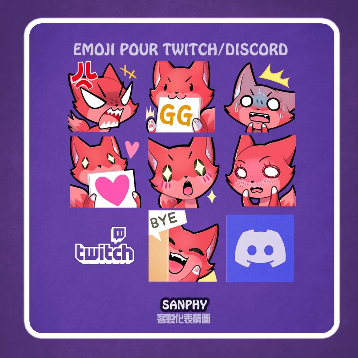 SanphyJ's tweet photo. 【#sanphy #表情委託 #freelance #emoji 】 #Discord/ #twitch表情圖委託
🤡🎨🤡🎨🤡🎨🤡🎨
Les emojis du #renard
#illustrationartists #artist #2d #manga #BD #vtuber #streamer #sanphydessin #dessin #draw #drawing #illustration #illustrator #streaming #furry #furryart #fox https://t.co/yfpG2F0zhk